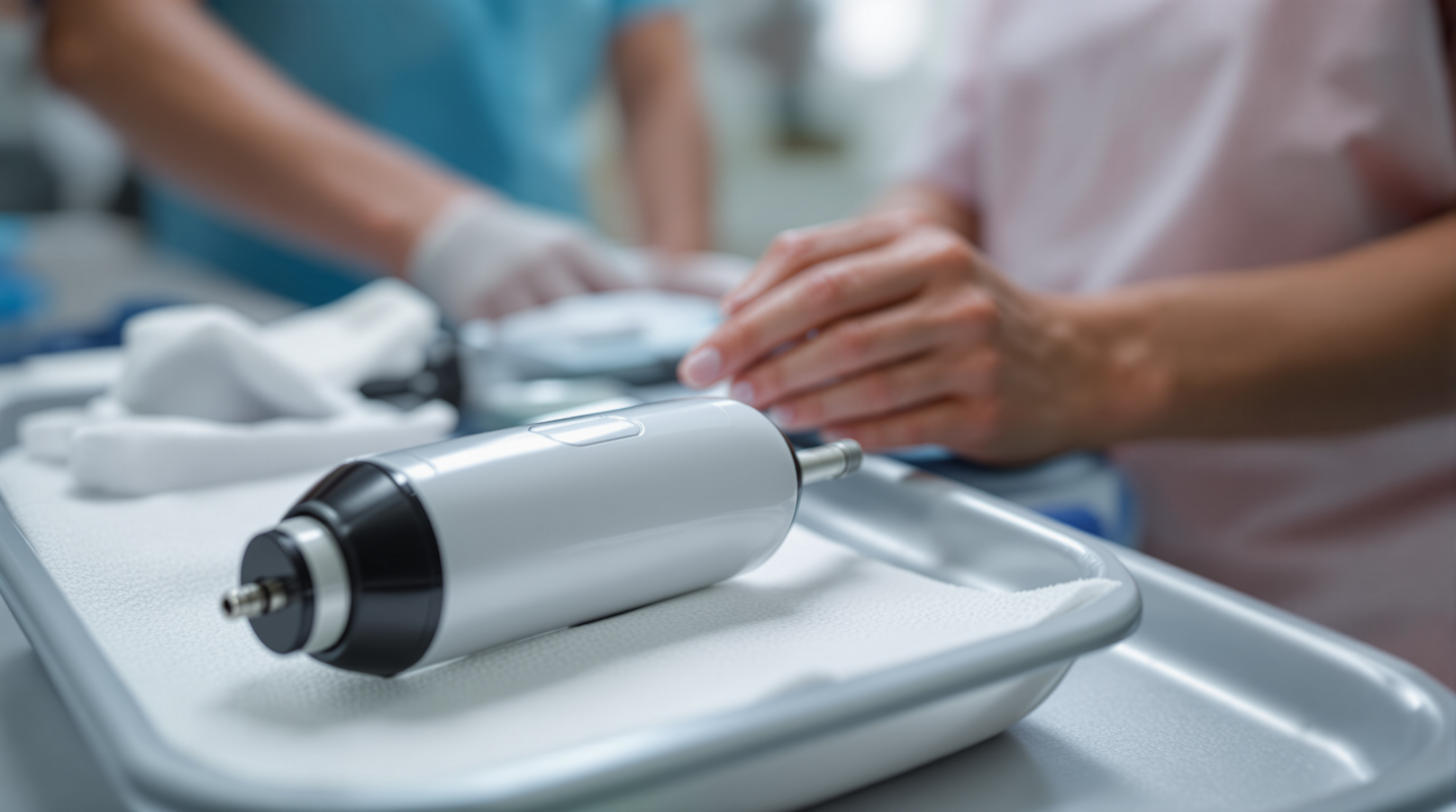 An electromagnetic muscle-stimulation paddle resting on a midsection during a toning treatment